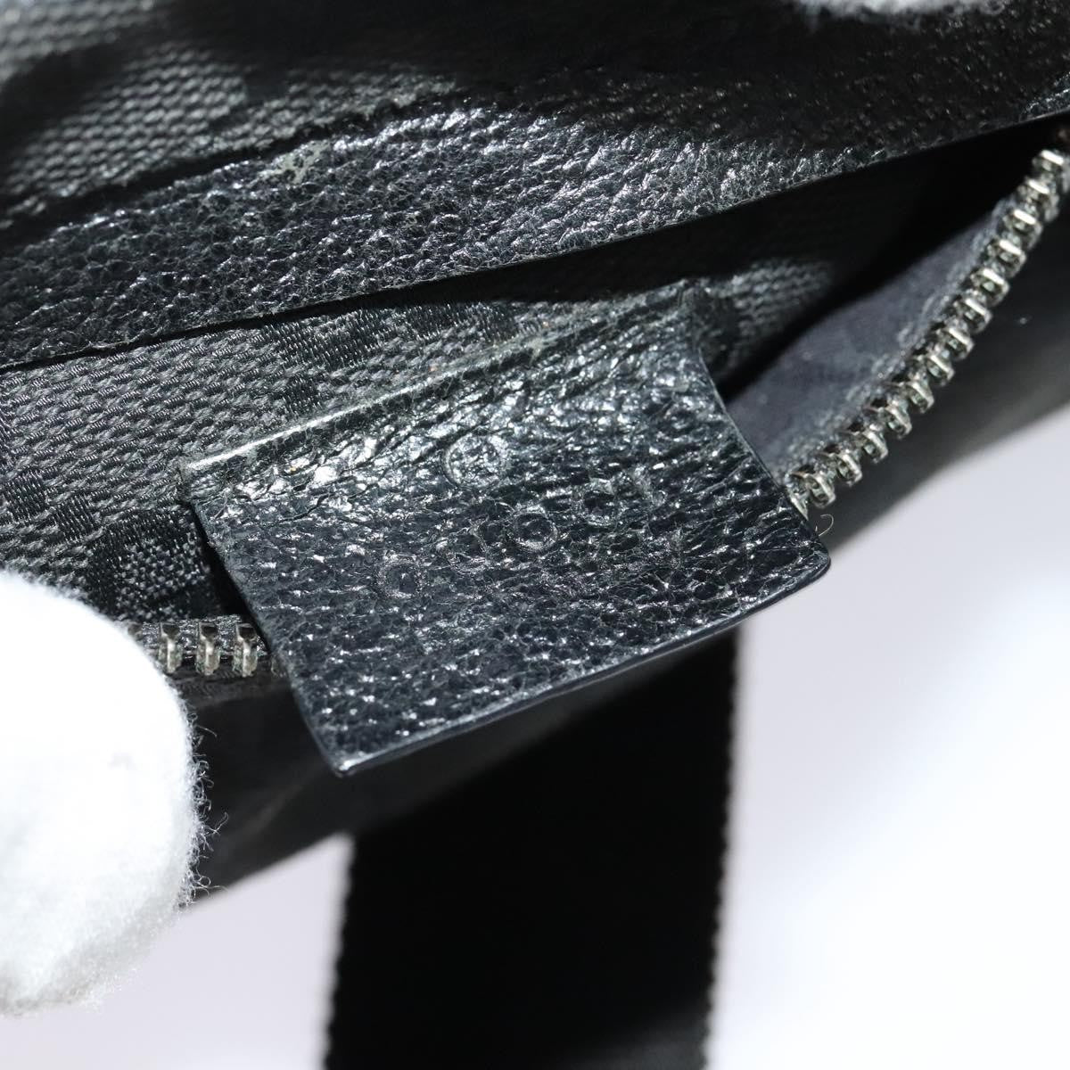 Gucci Double Belt Bag Gg Canvas With Leather Black Canvas Bag