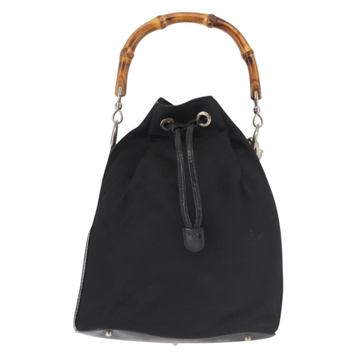 Gucci Bamboo Bucket Bag Nylon And Leather Black Nylon Bag