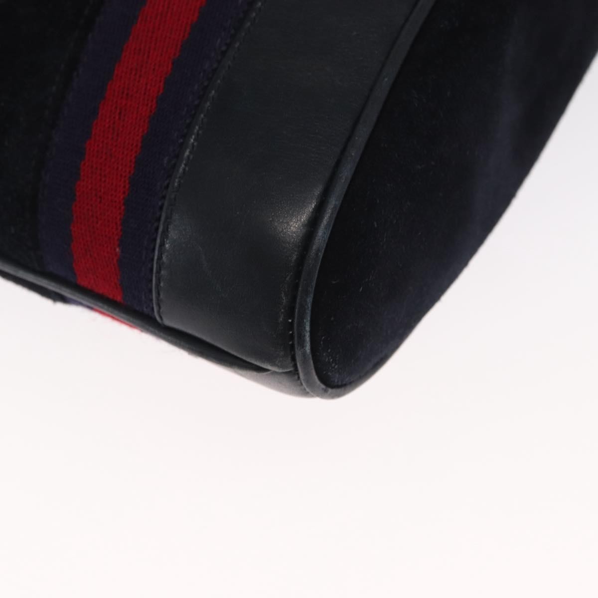 Gucci Sherry Line Shoulder Bag Suede Navy Suede Shoulder Bag Bag
