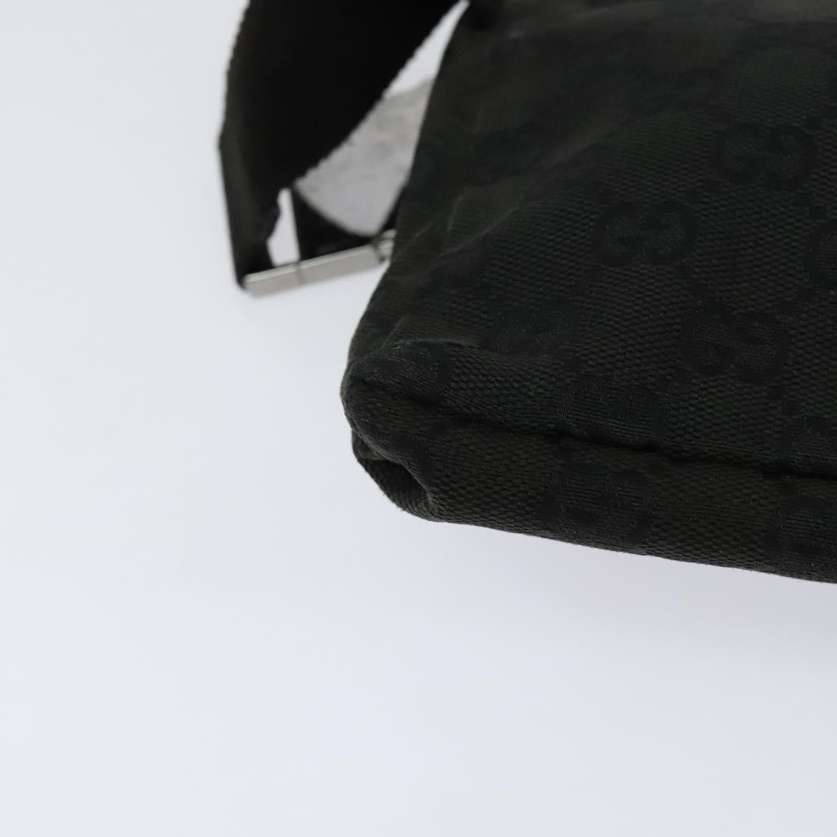 Gucci Double Belt Bag Gg Canvas With Leather Black Canvas Bag