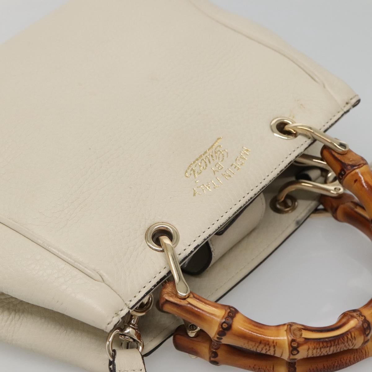 Gucci Bamboo Shopper Bag Leather White Leather Bag