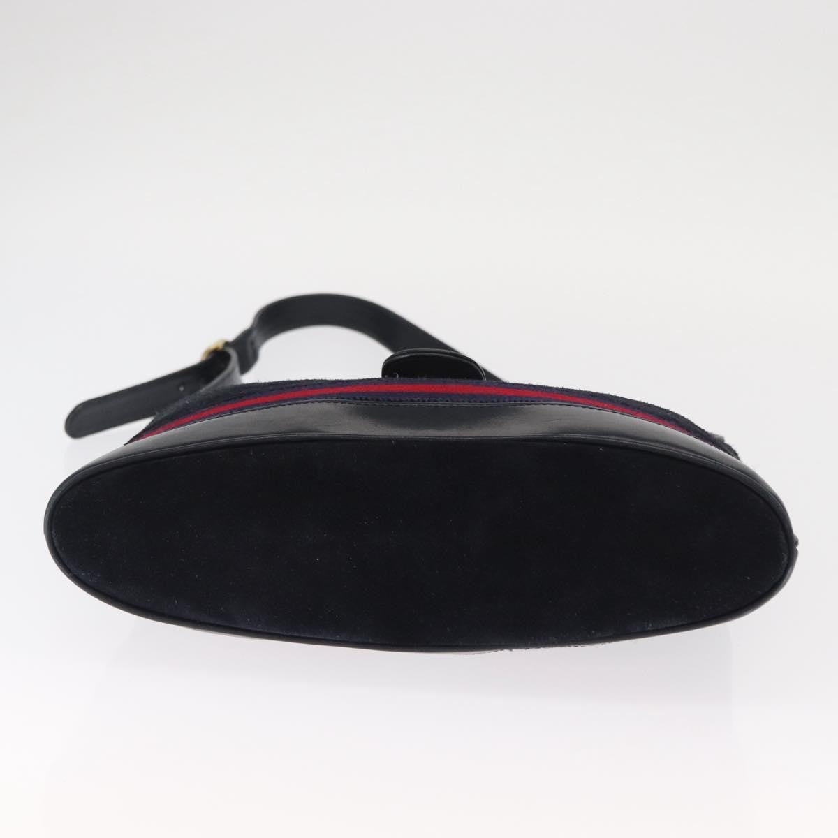 Gucci Sherry Line Shoulder Bag Suede Navy Suede Shoulder Bag Bag