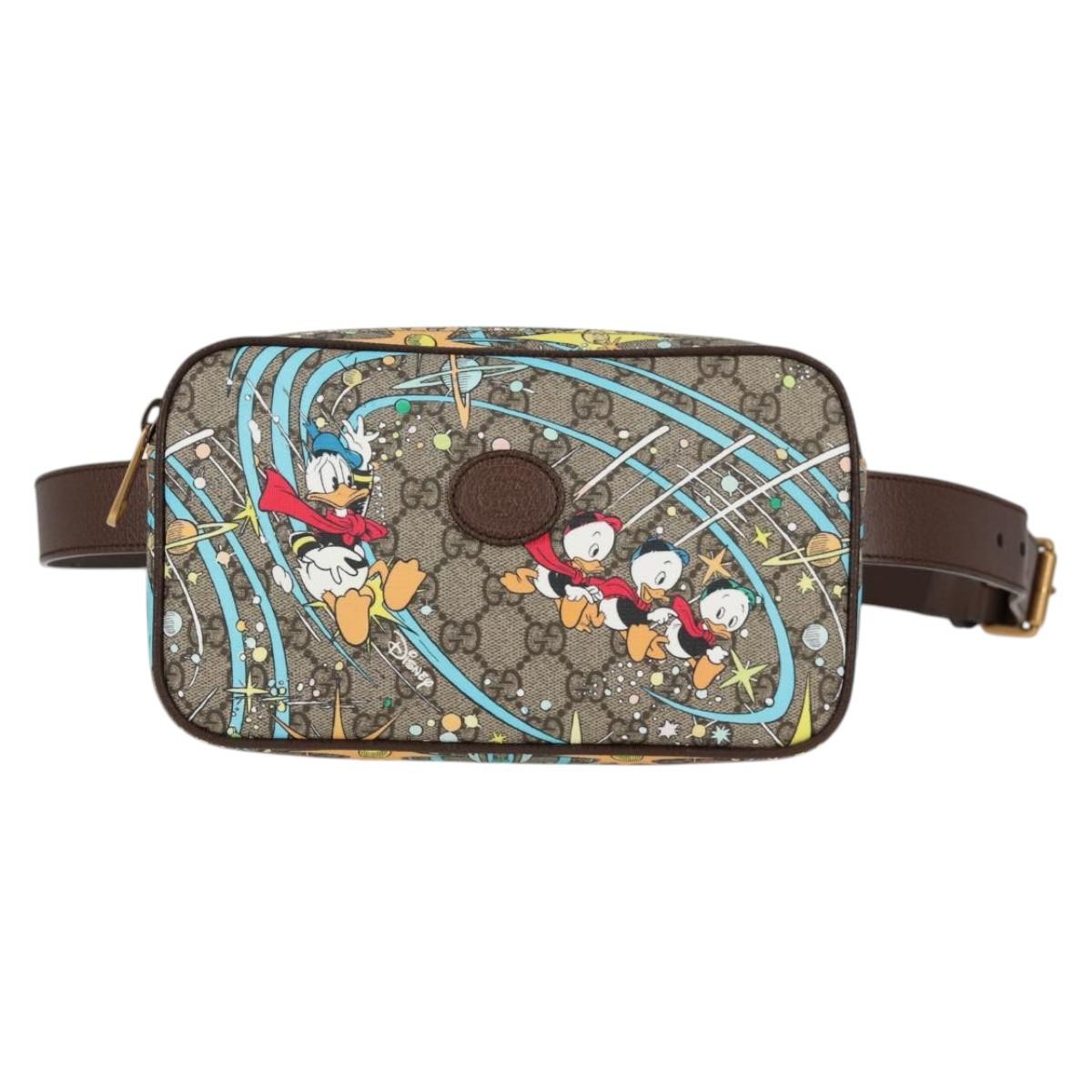 Gucci Disney Donald Duck Belt Bag Printed Gg Coated Canvas Beige Pvc Shoulder Bag Bag