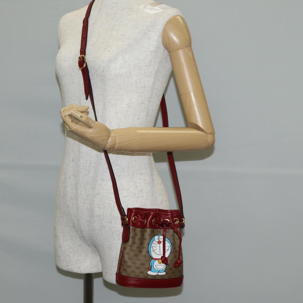 Gucci Doraemon Bucket Bag Printed Mini Gg Coated Canvas Beige Pvc Bag
