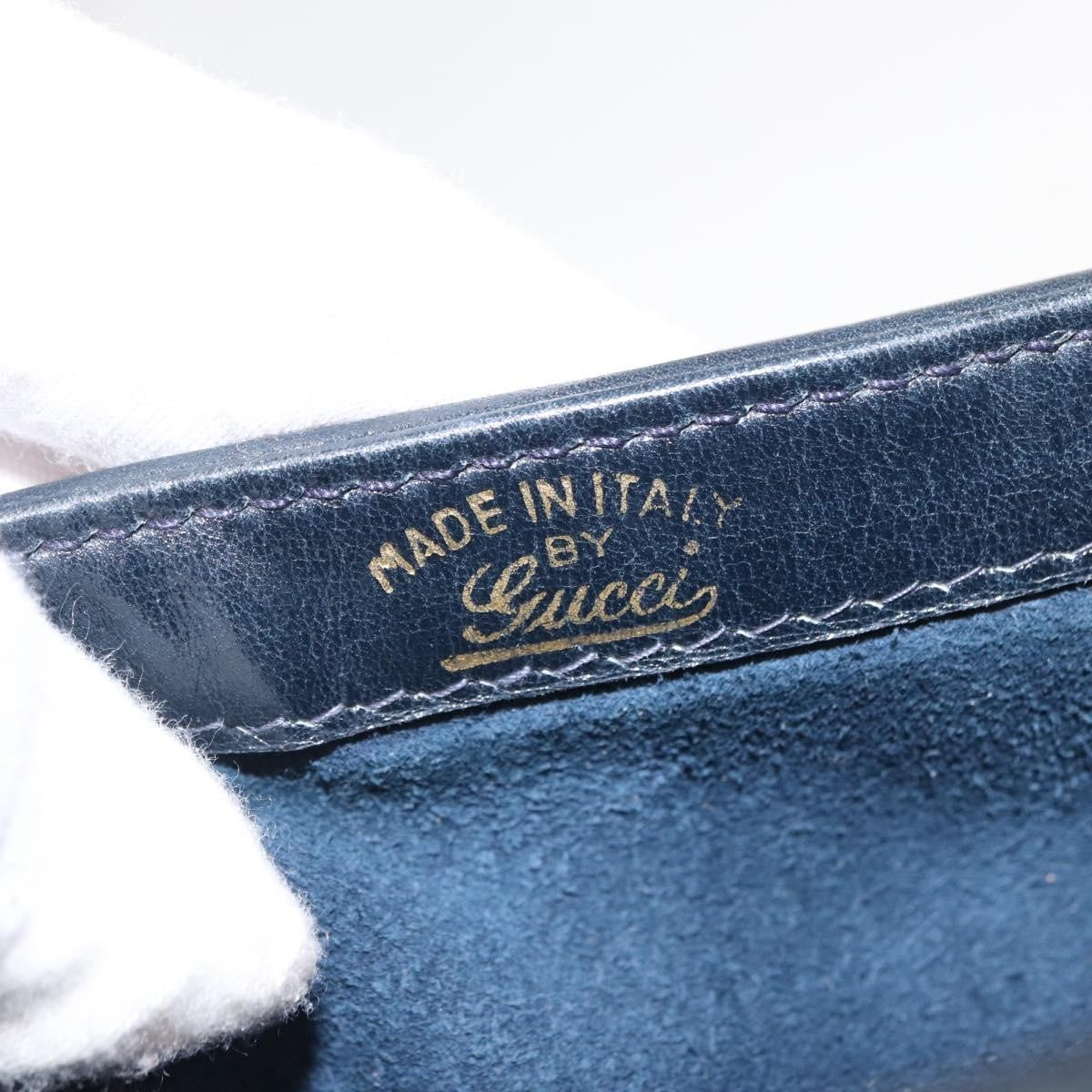Gucci Sherry Line Shoulder Bag Suede Navy Suede Shoulder Bag Bag