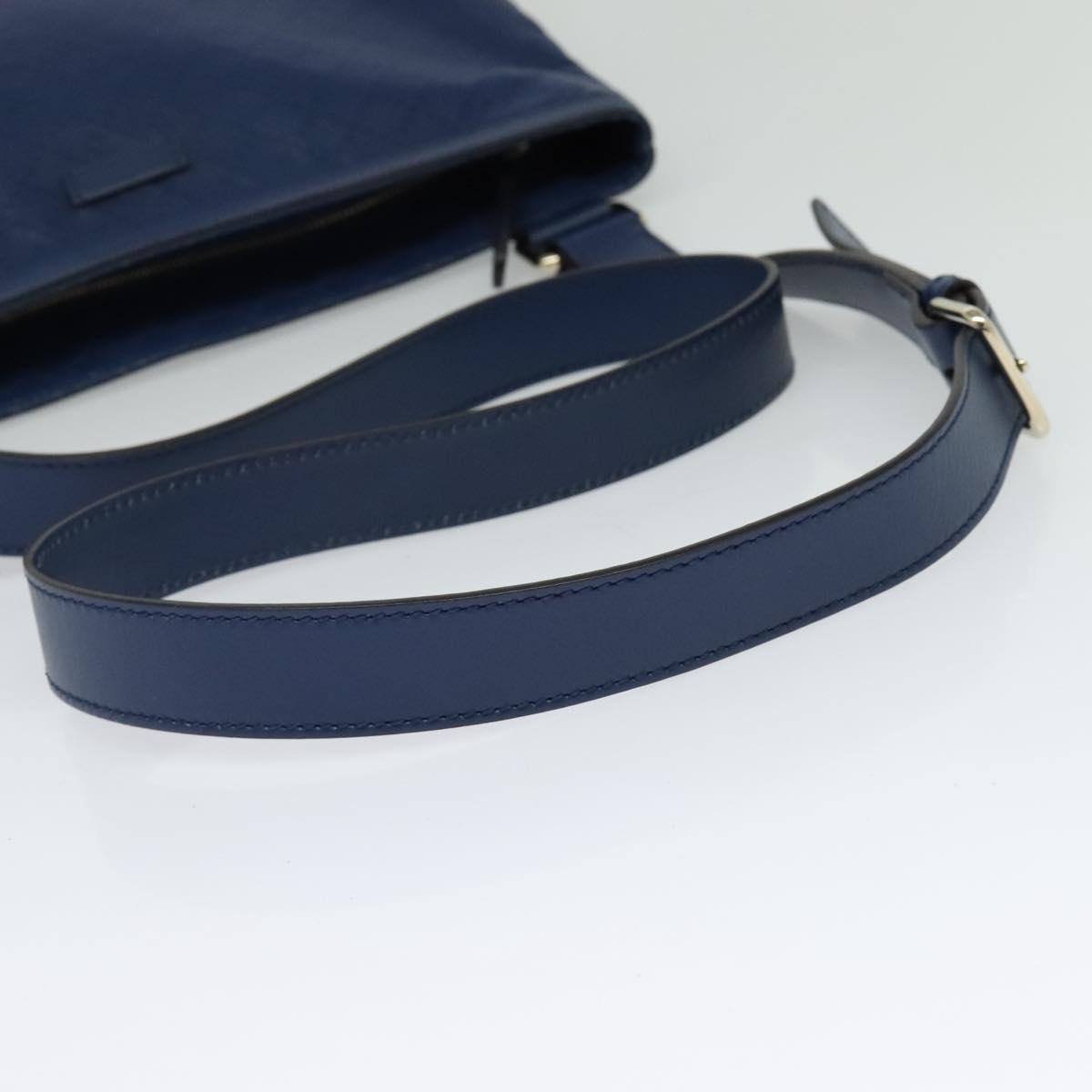 Gucci Zip Top Messenger Bag Diamante Leather Blue Leather Shoulder Bag Bag
