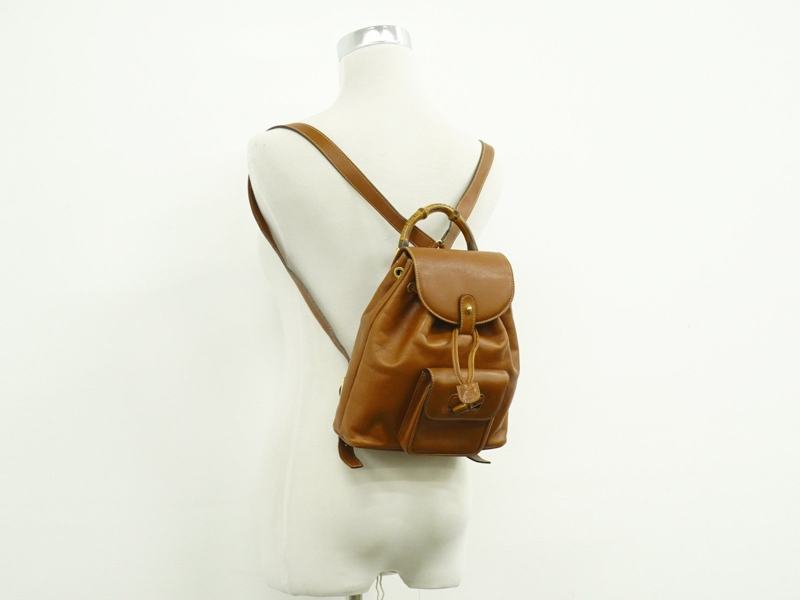 Gucci Bamboo Backpack Leather Brown Leather Backpack Bag