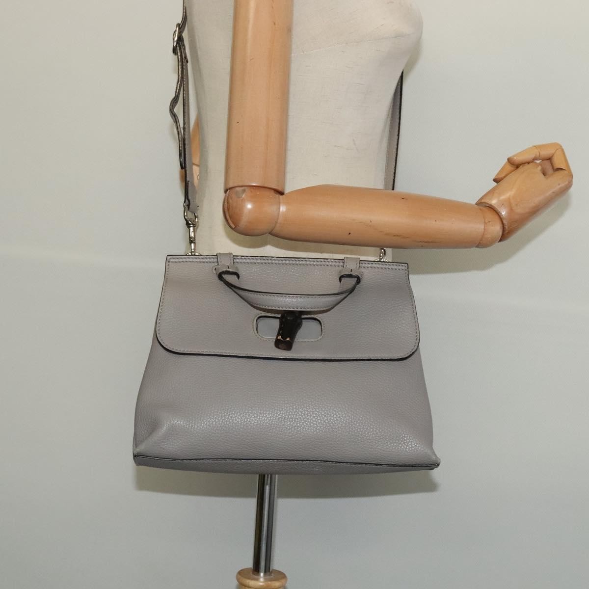 Gucci Bamboo Daily Top Handle Bag Leather Gray Leather Bag