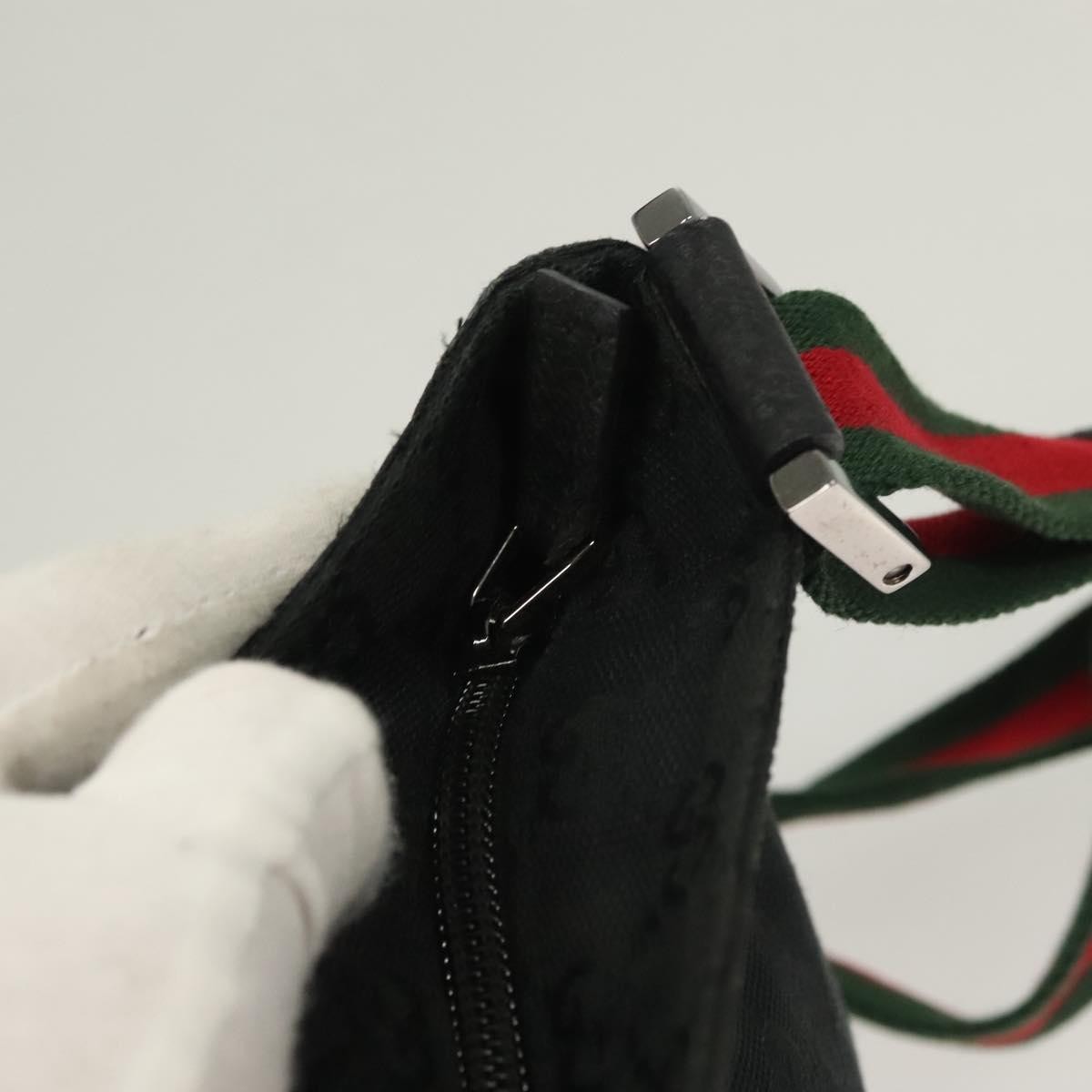Gucci Web Strap Zip Messenger Bag Gg Canvas Black Canvas Shoulder Bag Bag