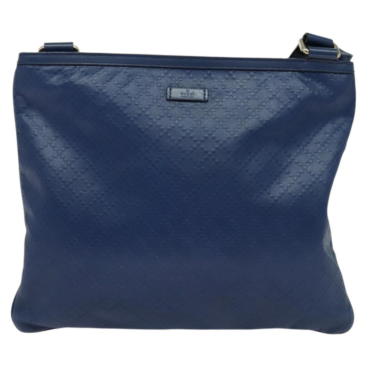Gucci Zip Top Messenger Bag Diamante Leather Blue Leather Shoulder Bag Bag