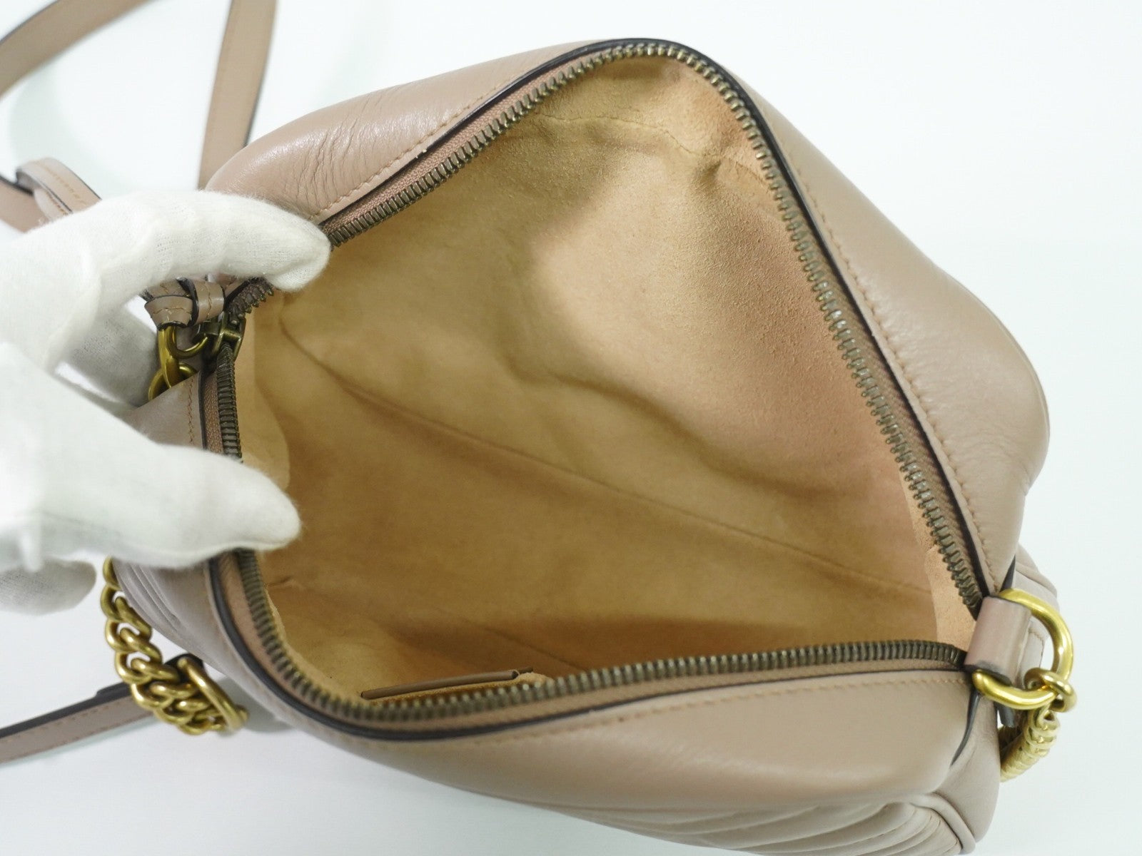 Gucci Gg Marmont Shoulder Bag Matelasse Leather Beige Leather Shoulder Bag Bag