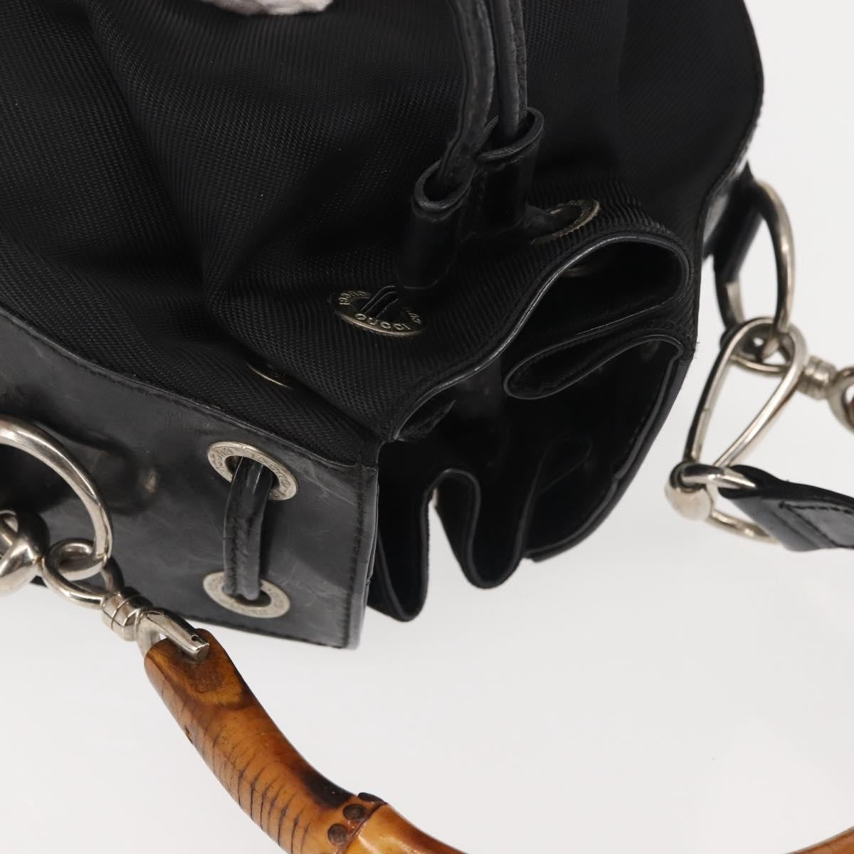 Gucci Bamboo Bucket Bag Nylon And Leather Black Nylon Bag