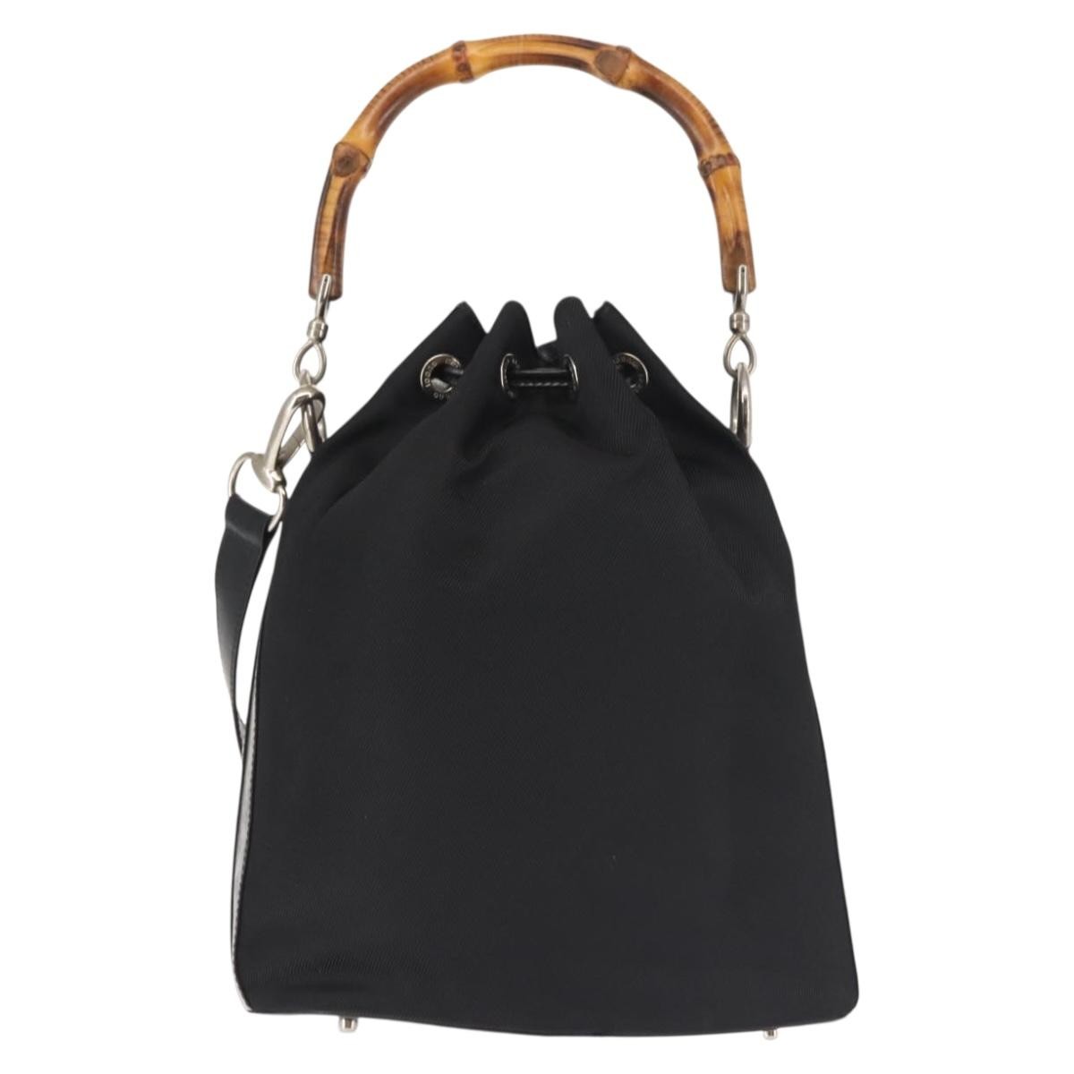 Gucci Bamboo Bucket Bag Nylon And Leather Black Nylon Bag