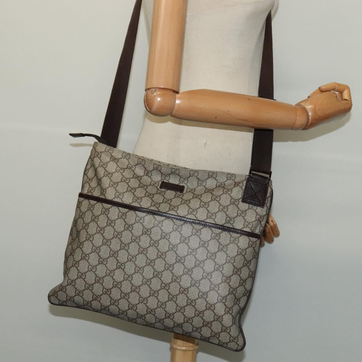 Gucci Zip Top Messenger Bag Gg Coated Canvas Beige Canvas Shoulder Bag Bag