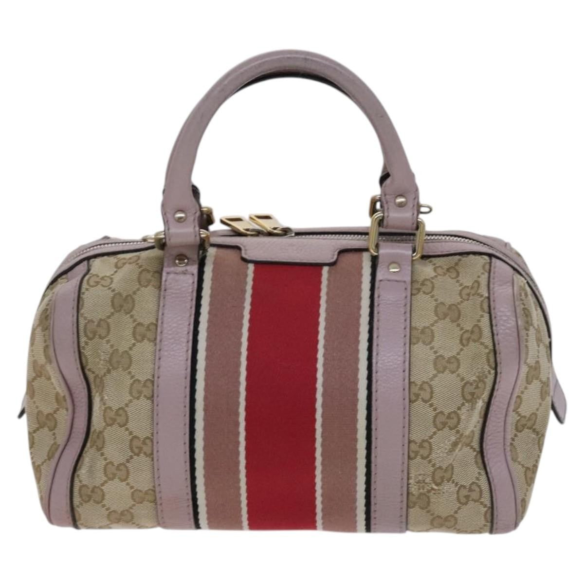 Gucci Web Boston Bag Gg Canvas Beige Canvas Bag