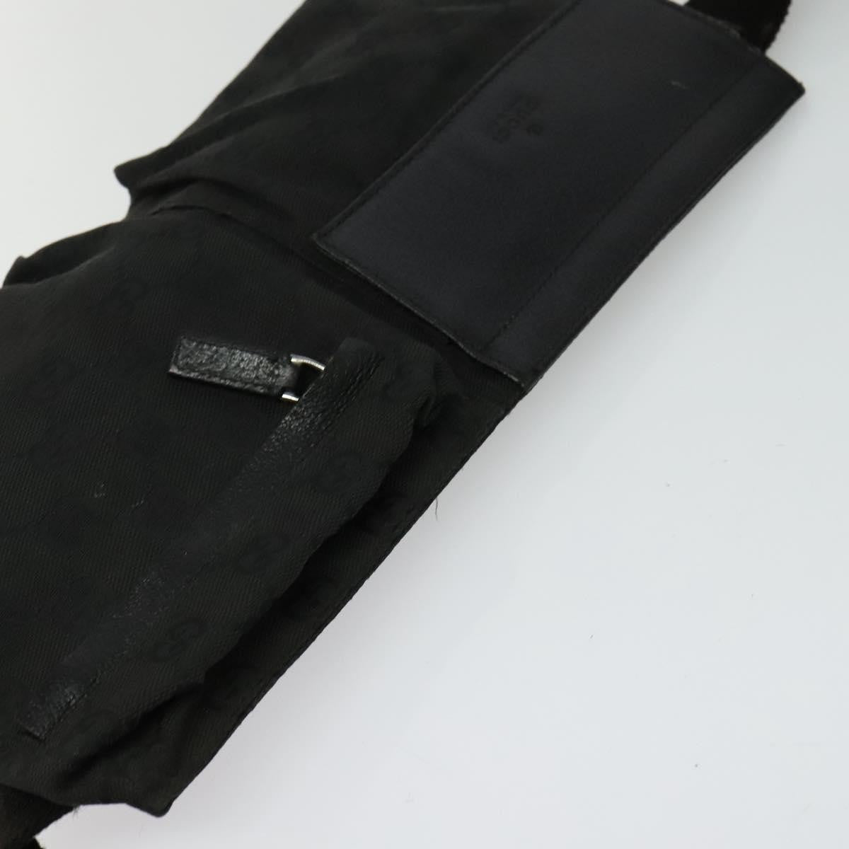 Gucci Double Belt Bag Gg Canvas With Leather Black Canvas Bag