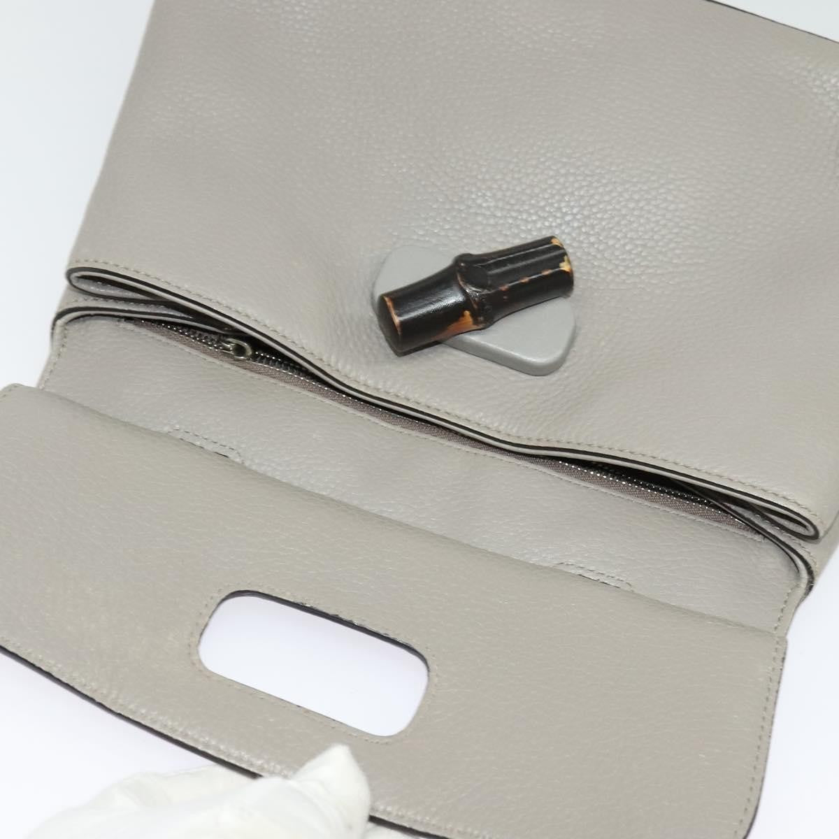 Gucci Bamboo Daily Top Handle Bag Leather Gray Leather Bag