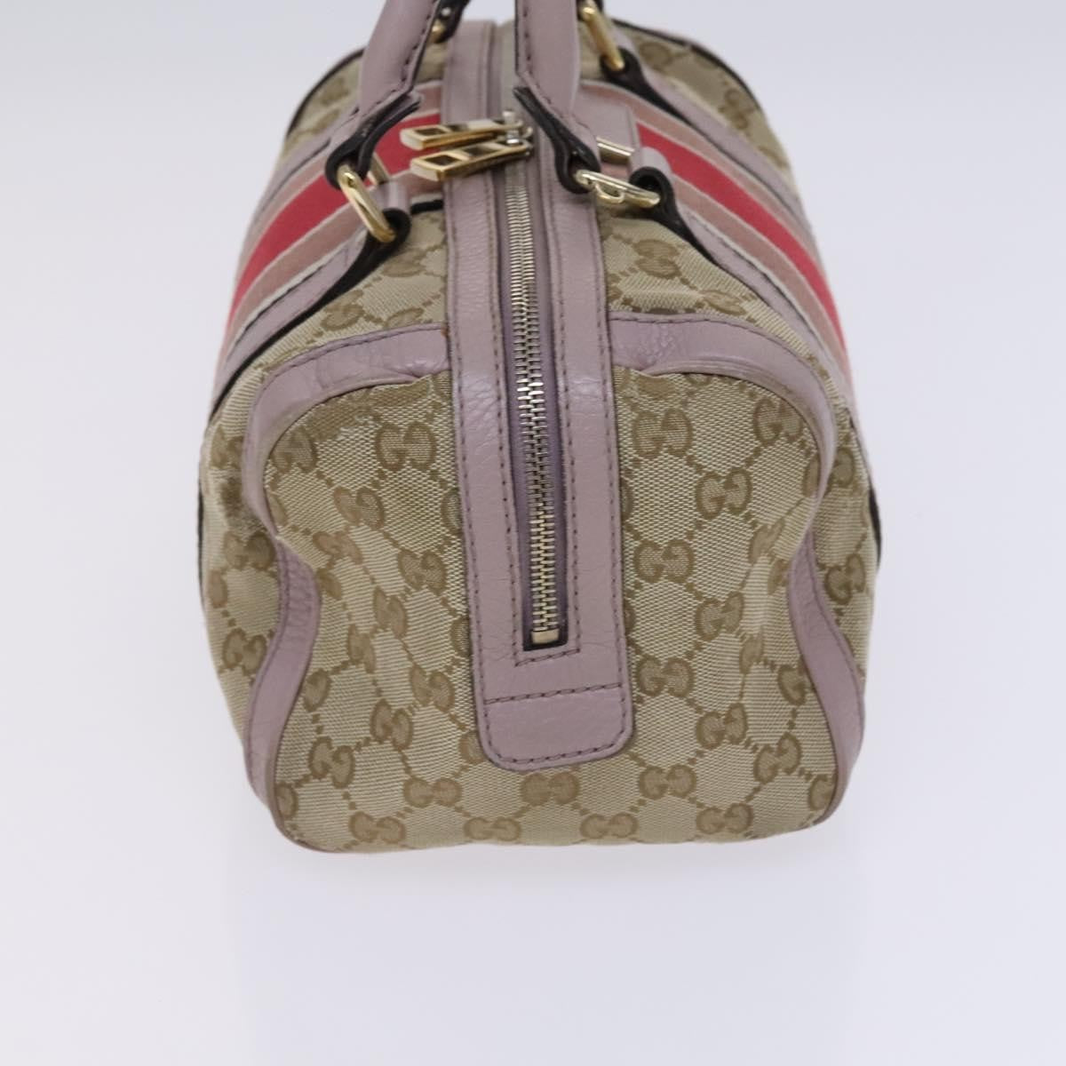 Gucci Web Boston Bag Gg Canvas Beige Canvas Bag