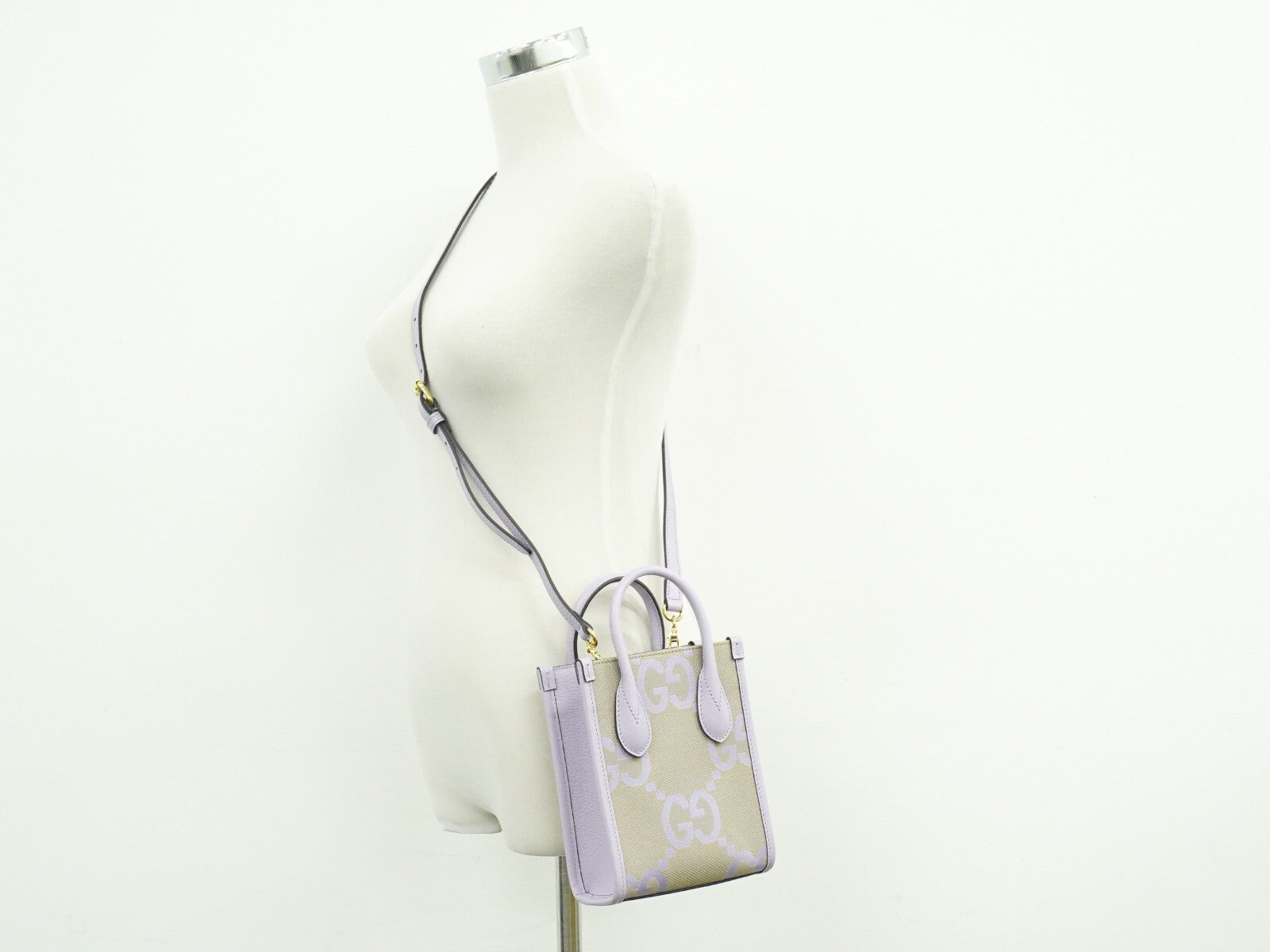 Gucci Vertical Tote Jumbo Gg Canvas Purple Canvas Bag