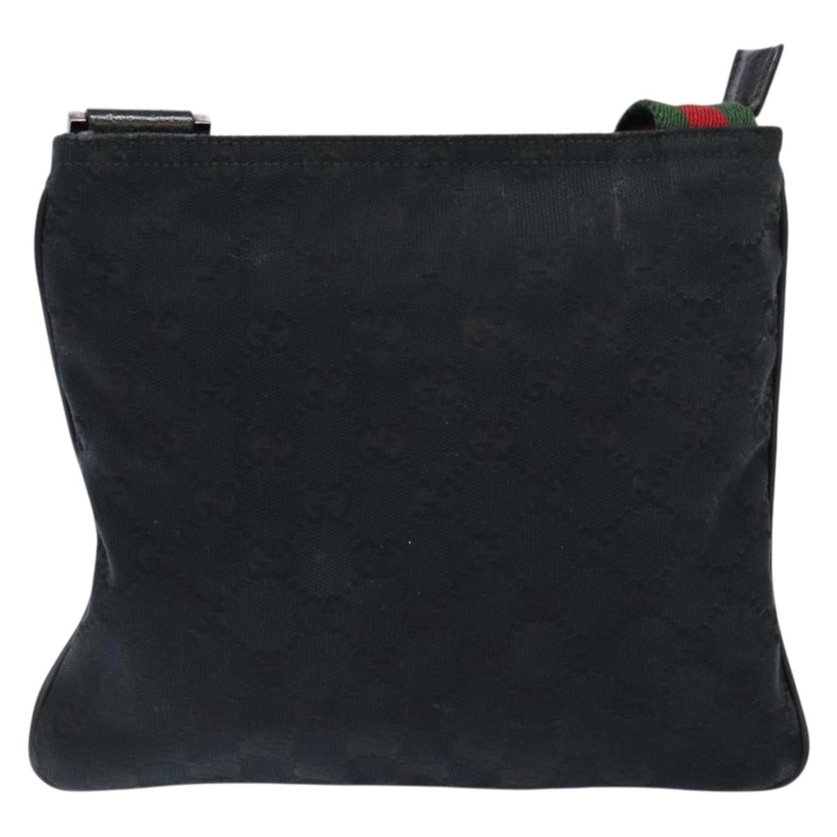 Gucci Web Strap Zip Messenger Bag Gg Canvas Black Canvas Shoulder Bag Bag