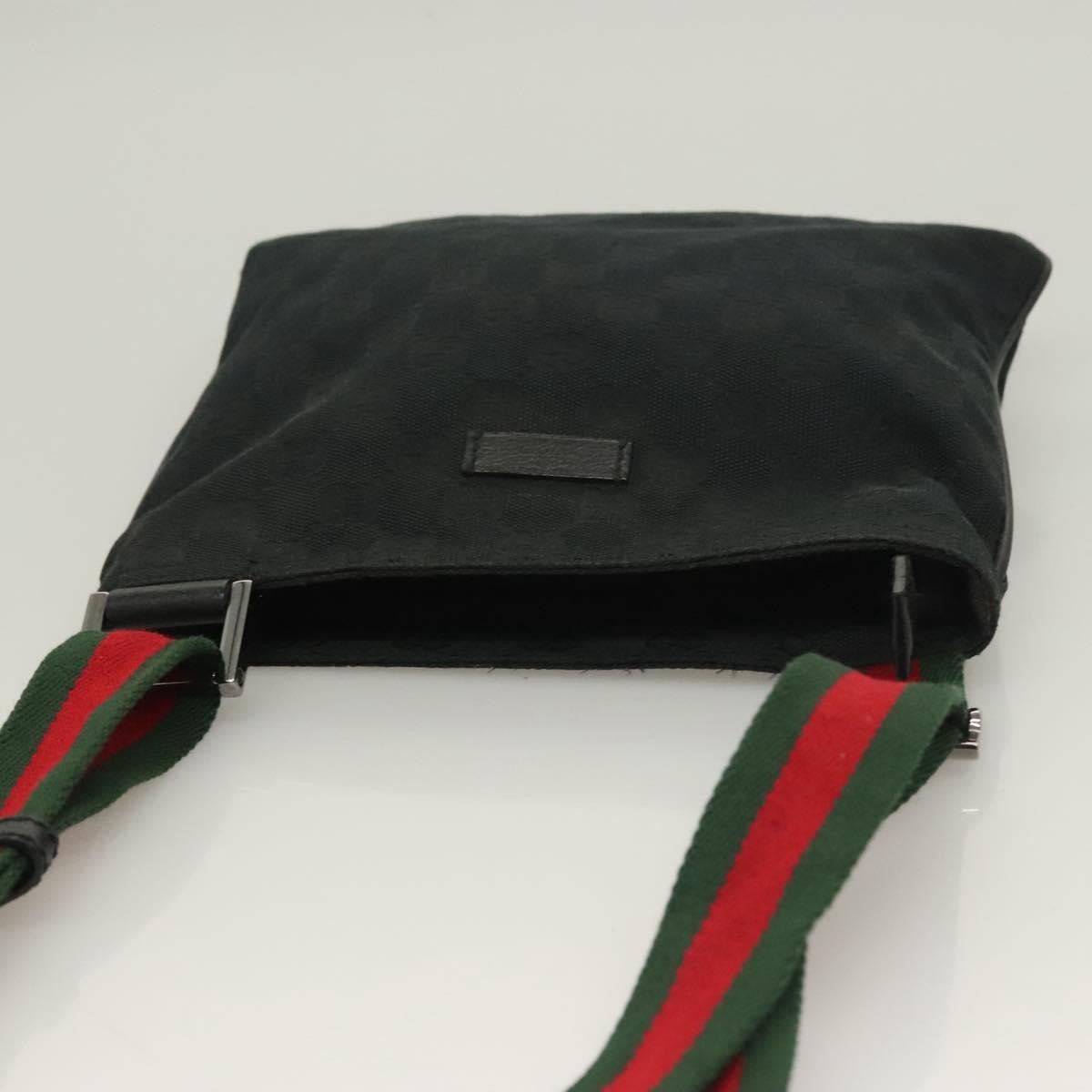 Gucci Web Strap Zip Messenger Bag Gg Canvas Black Canvas Shoulder Bag Bag