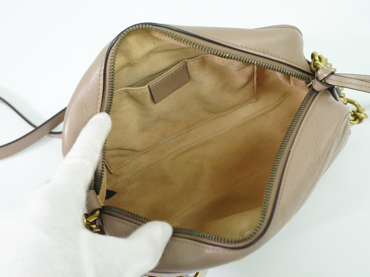 Gucci Gg Marmont Shoulder Bag Matelasse Leather Beige Leather Shoulder Bag Bag