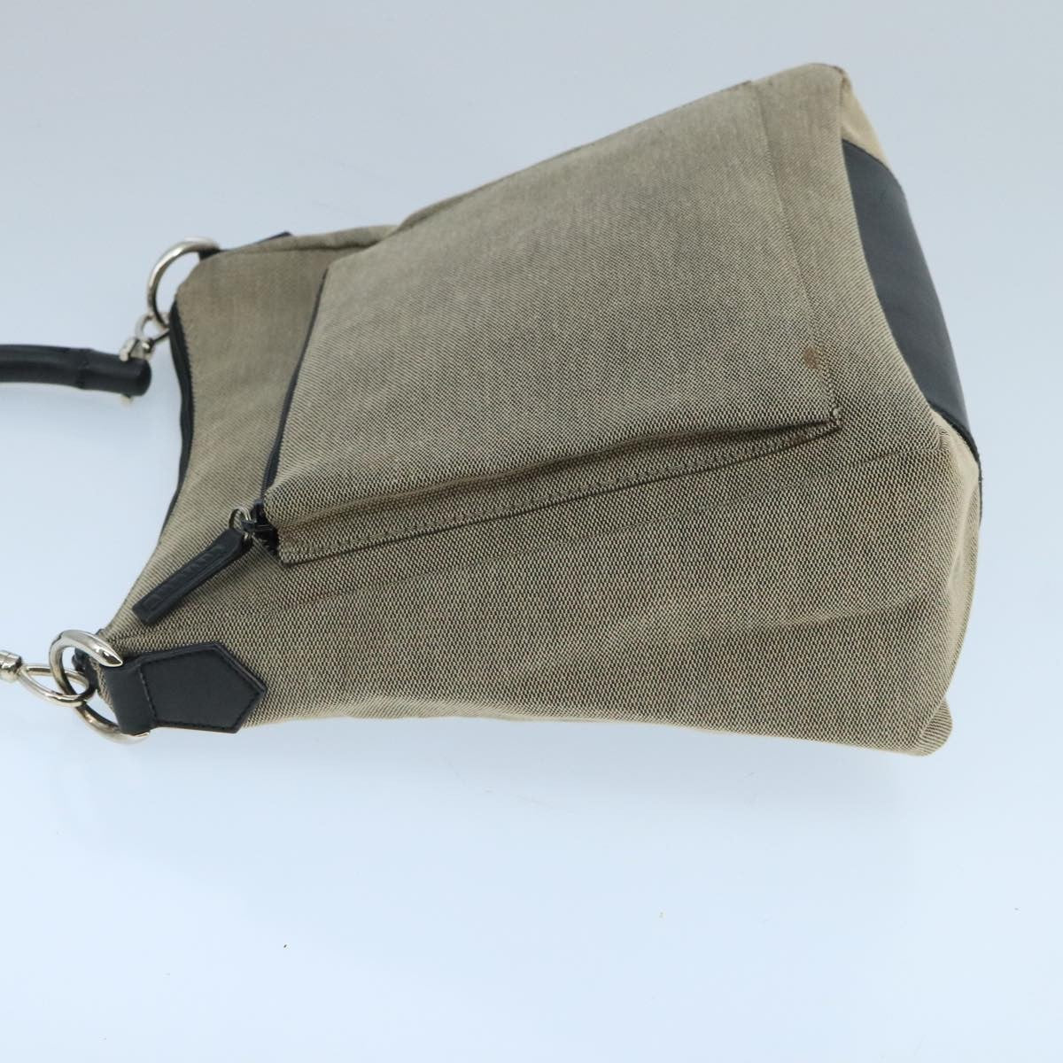 Gucci Bamboo Handle Tote Canvas Beige Canvas Shoulder Bag Bag
