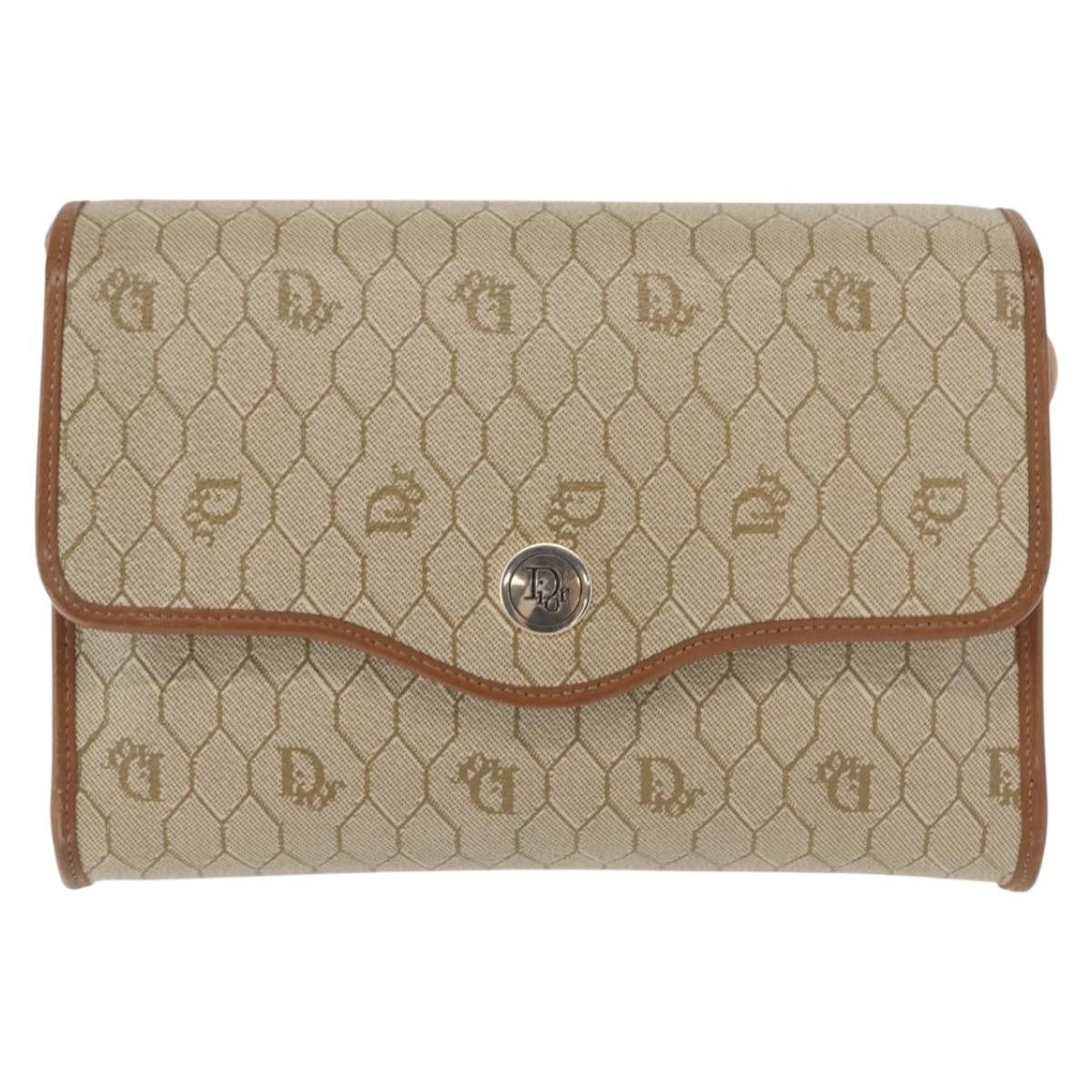 Dior Crossbody Bag Christian Honeycomb And Shoulder Bag B Leather Canvas Beige