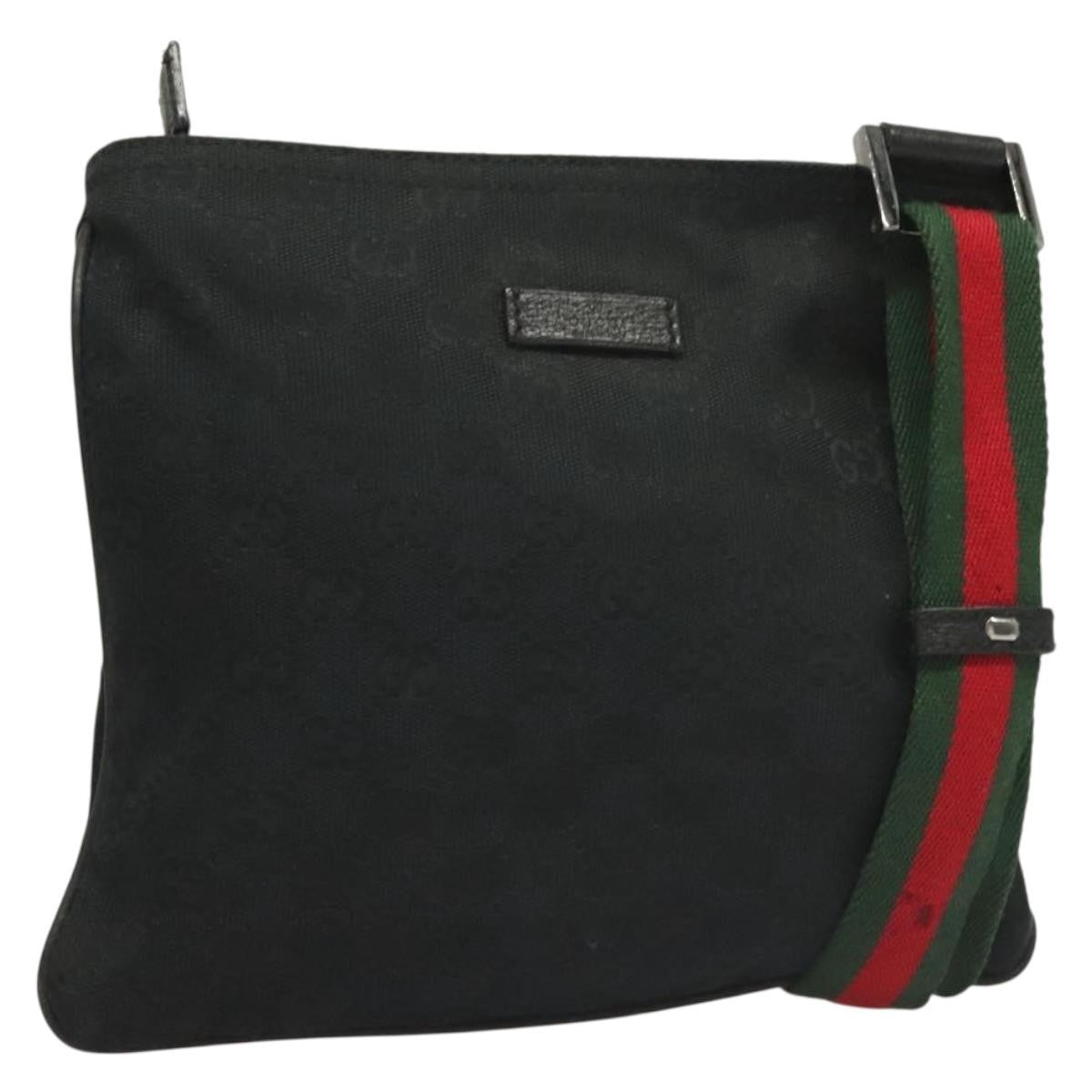Gucci Web Strap Zip Messenger Bag Gg Canvas Black Canvas Shoulder Bag Bag