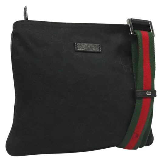 Gucci Web Strap Zip Messenger Bag Gg Canvas Black Canvas Shoulder Bag Bag