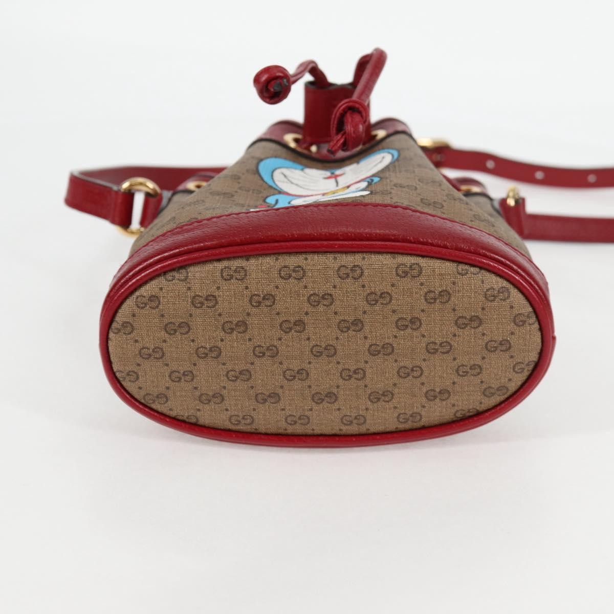 Gucci Doraemon Bucket Bag Printed Mini Gg Coated Canvas Beige Pvc Bag