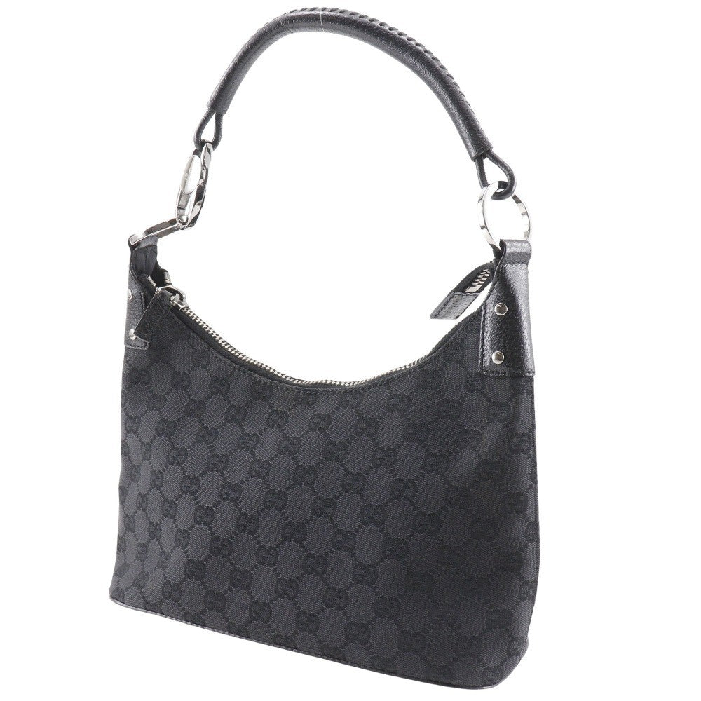 Gucci Ring Handle Zip Hobo Gg Canvas Black Canvas Shoulder Bag Bag