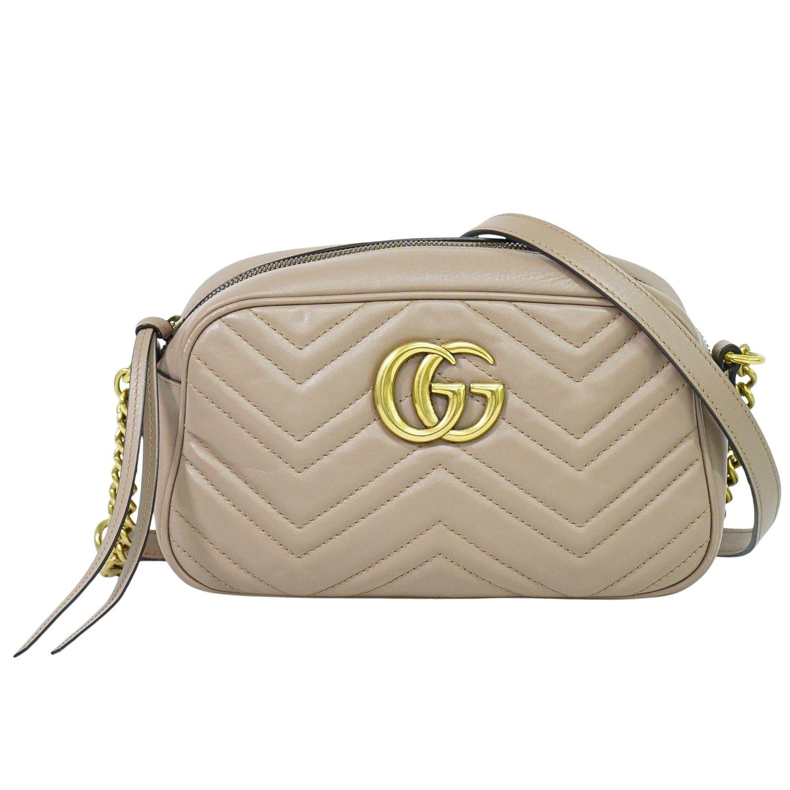 Gucci Gg Marmont Shoulder Bag Matelasse Leather Beige Leather Shoulder Bag Bag