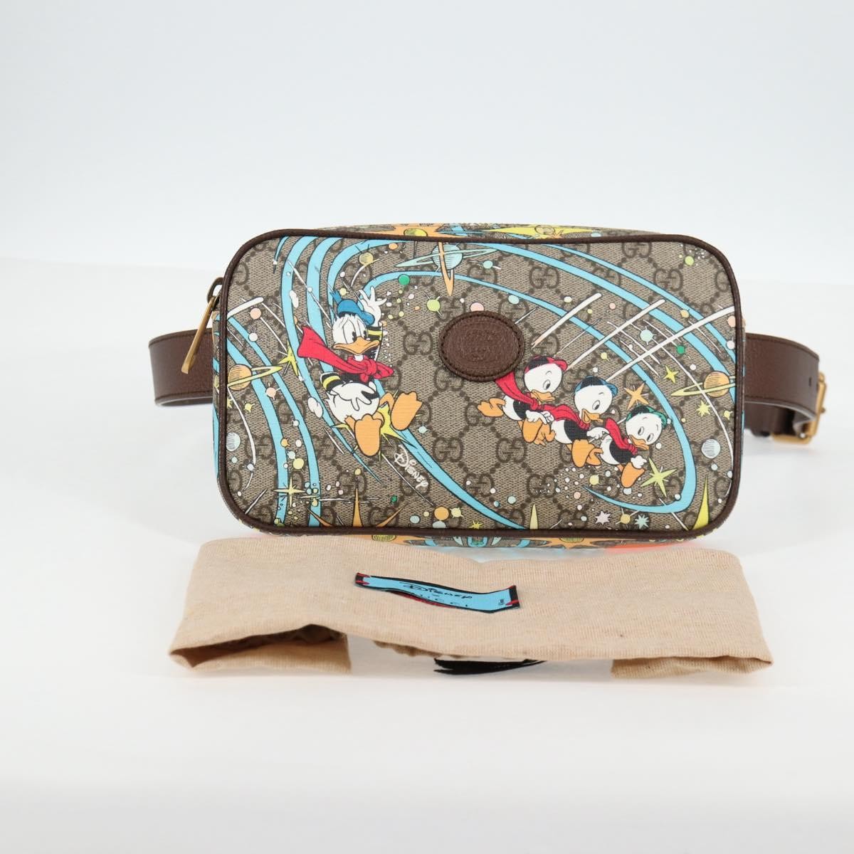 Gucci Disney Donald Duck Belt Bag Printed Gg Coated Canvas Beige Pvc Shoulder Bag Bag