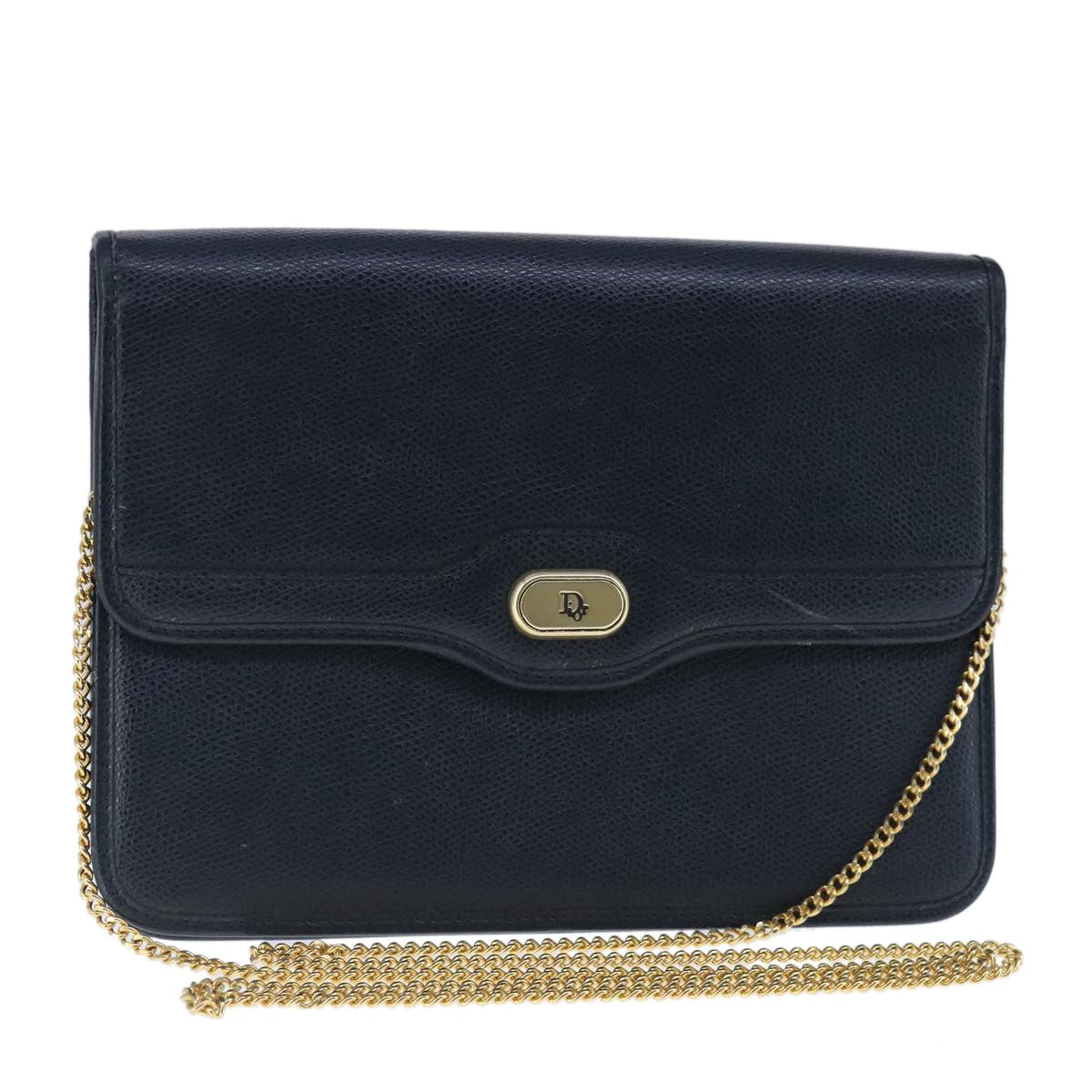 Dior Shoulder Bag Christian Cd Bag Leather Blue Navy