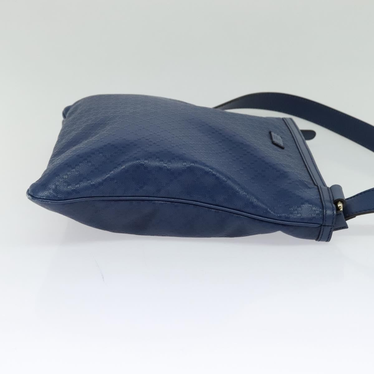 Gucci Zip Top Messenger Bag Diamante Leather Blue Leather Shoulder Bag Bag