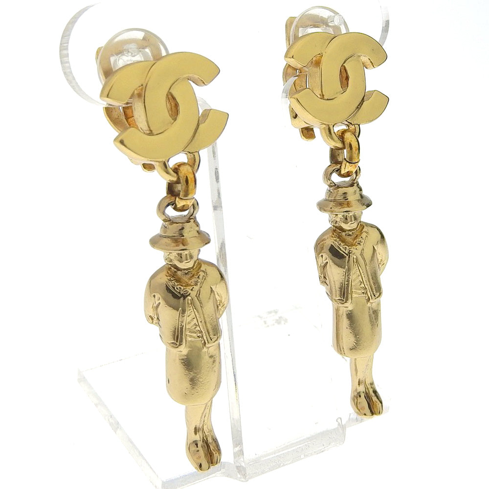 Chanel Gold Mademoiselle Doll Motif Earrings Bag