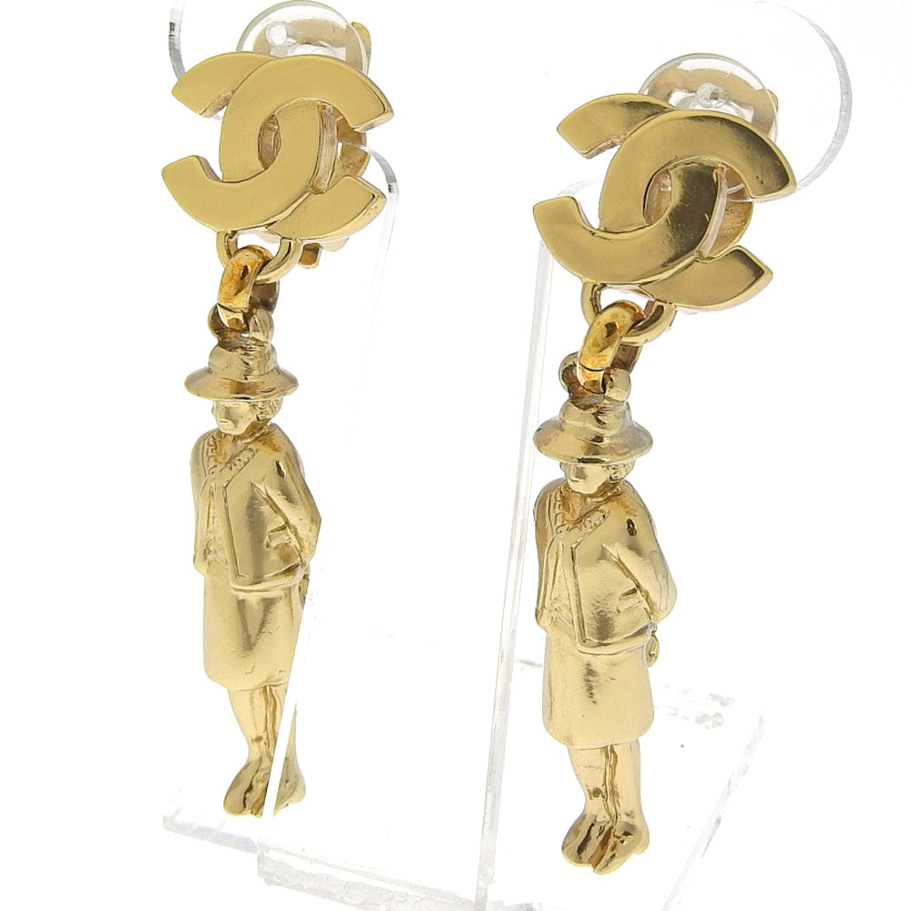 Chanel Gold Mademoiselle Doll Motif Earrings Bag
