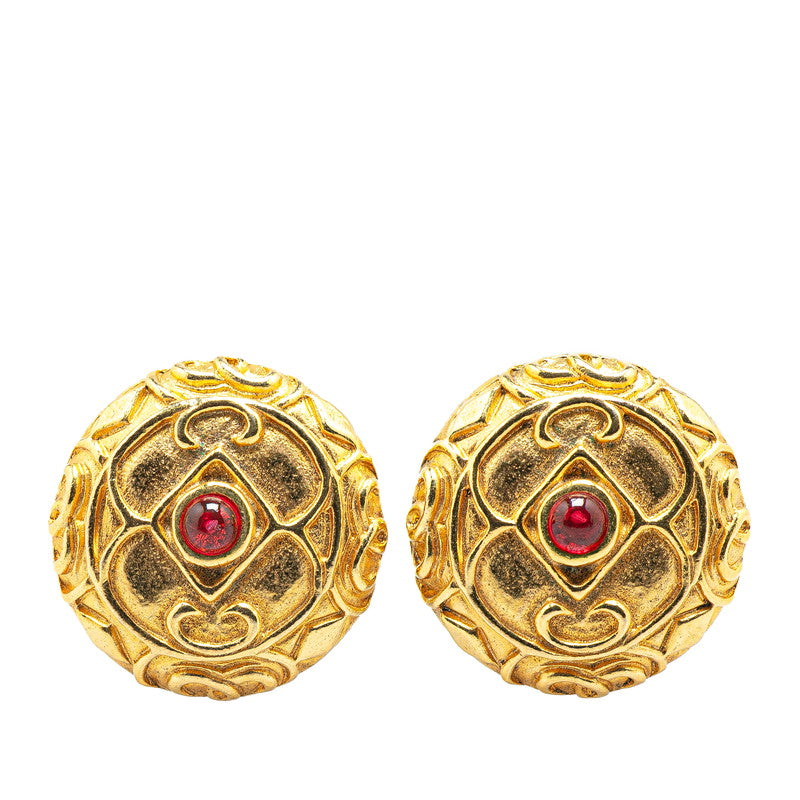 Chanel Gold Plated Color Stone Earrings Bag