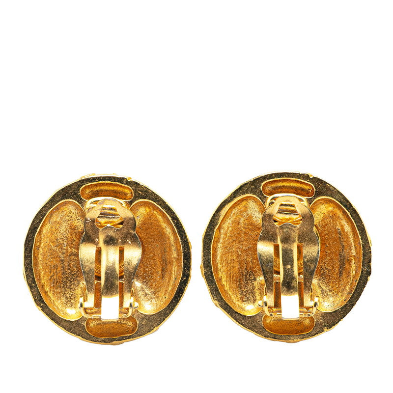 Chanel Gold Plated Color Stone Earrings Bag