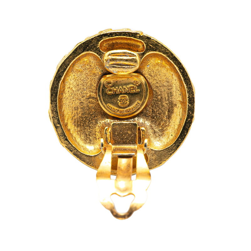 Chanel Gold Plated Color Stone Earrings Bag