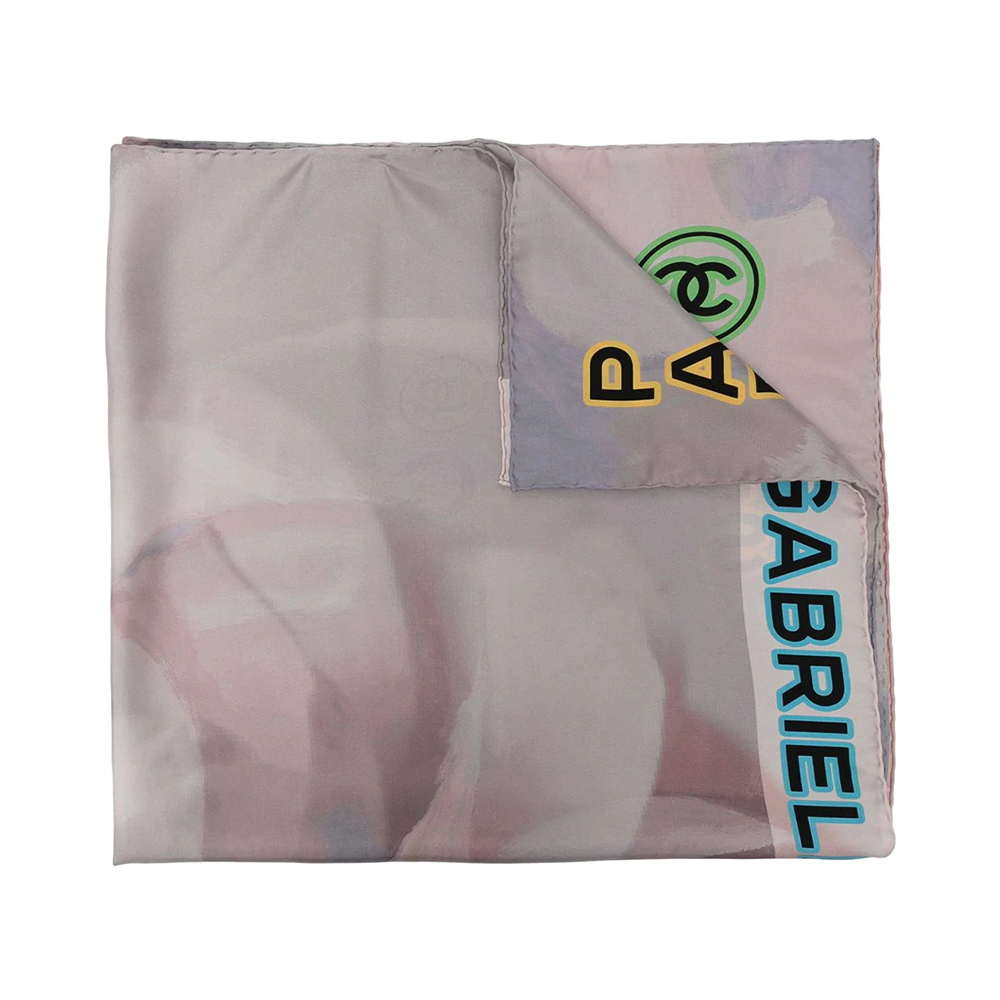 Chanel Camellia Motif Silk Scarf