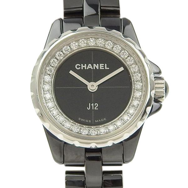 Chanel  Chanel J12 XS Ladies Quartz Wristwatch with Diamond Dial in Ceramic/Stainless Steel, Black [] H5235 in