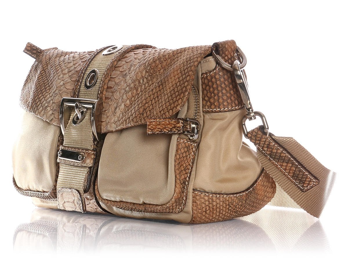 Prada And Snake Shoulder Bag Nylon Small