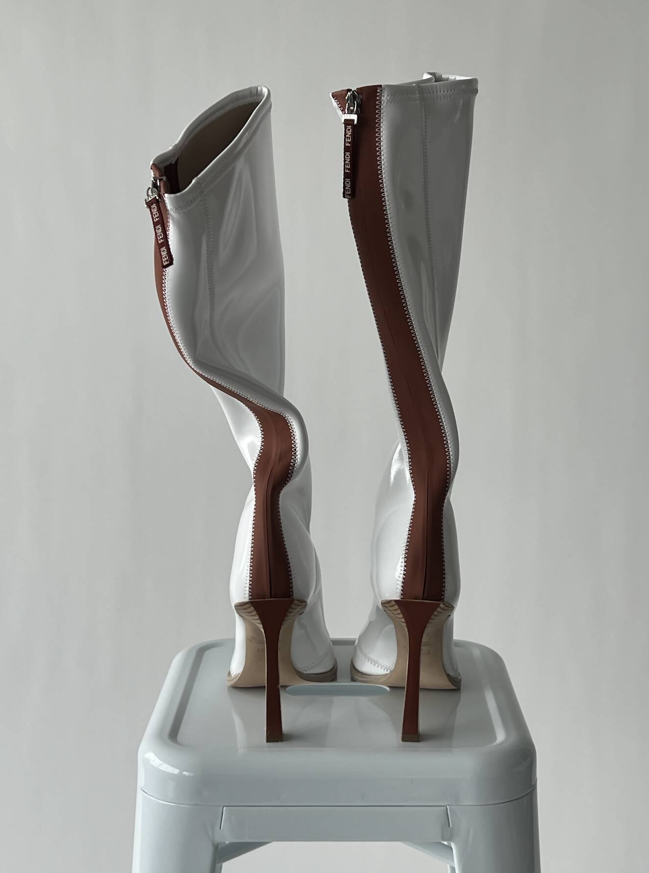 Fendi Glossy Neoprene FFrame Boots - SET Shoes