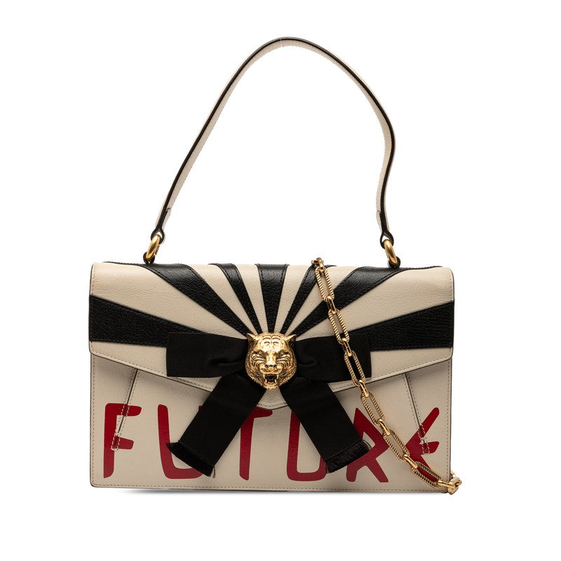 Gucci Ribbon Tiger 2Way Bag Leather Travel Bag