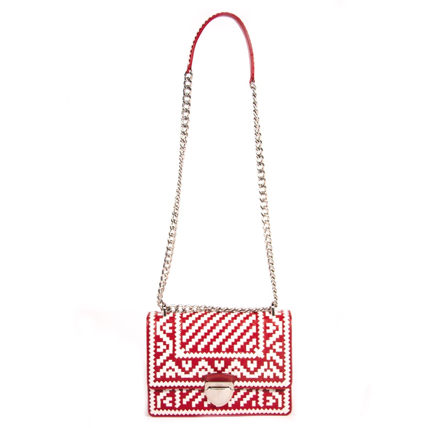 Prada Madras Pattern Shoulder Bag Woven