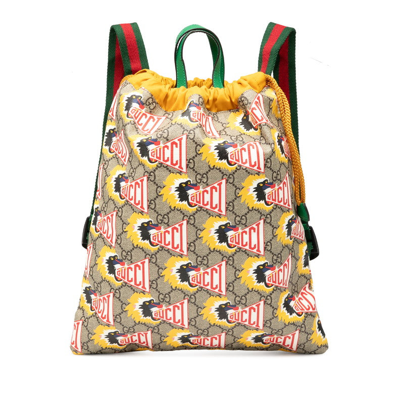 Gucci Supreme Children Lion Motif Pvc Backpack Leather