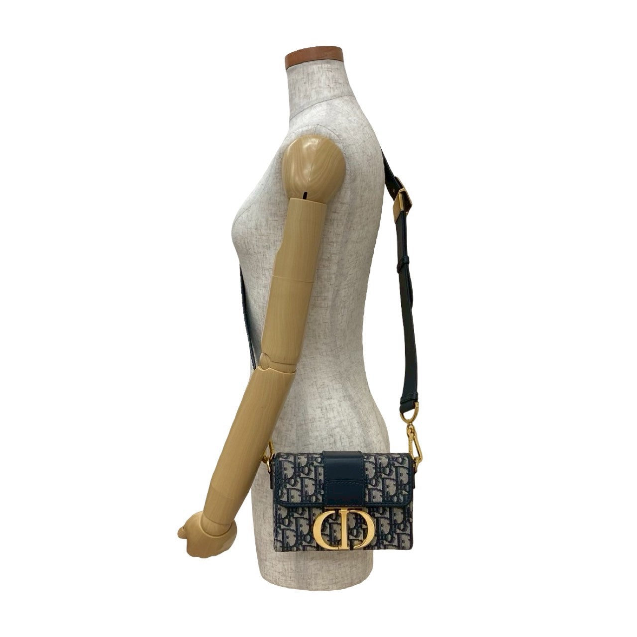 Dior Christian Montaigne Oblique Shoulder Bag Leather Canvas Mini
