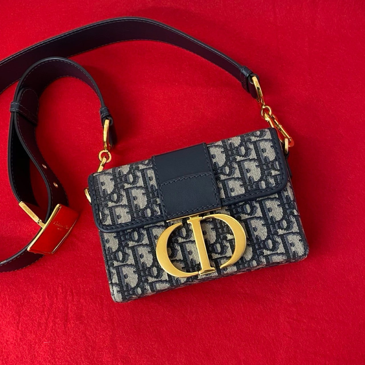 Dior Christian Montaigne Oblique Shoulder Bag Leather Canvas Mini
